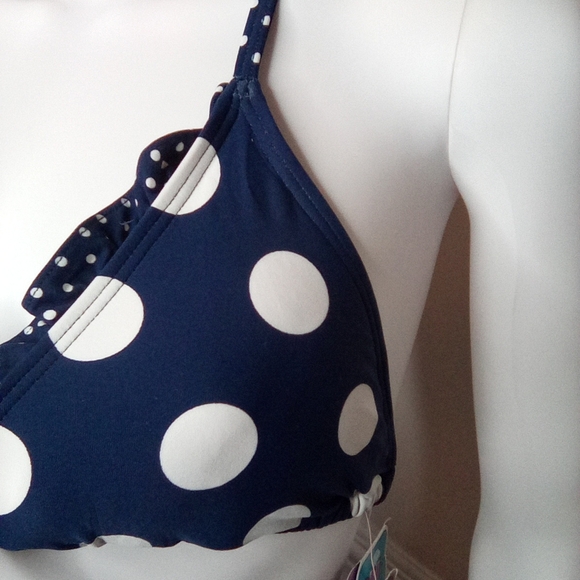 Coco Rave Navy Polka Dot String Bikini, XL 38D & XL Bottom, Navy - Picture 7 of 16